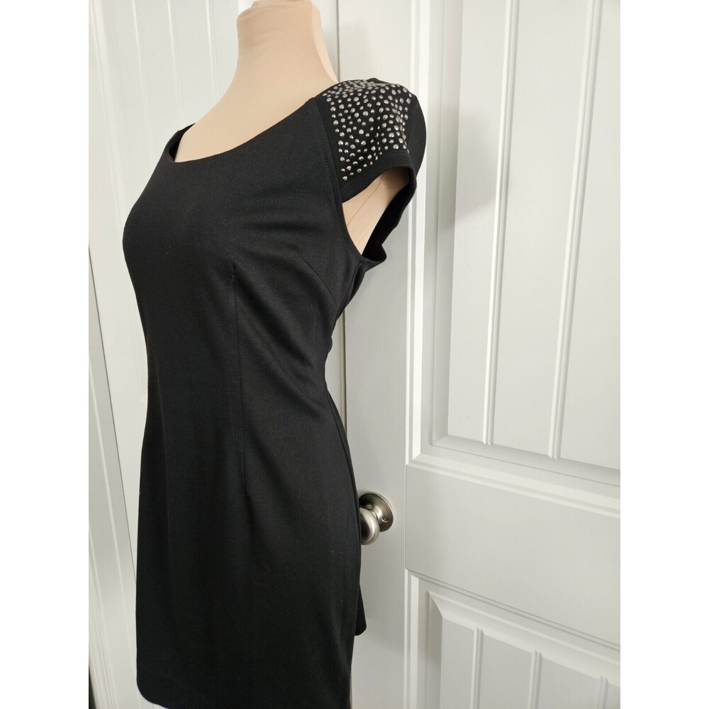 Allen B. By Allen Schwartz Black Sheath Dress With Black Rhinestones Size L - Picture 3 of 9